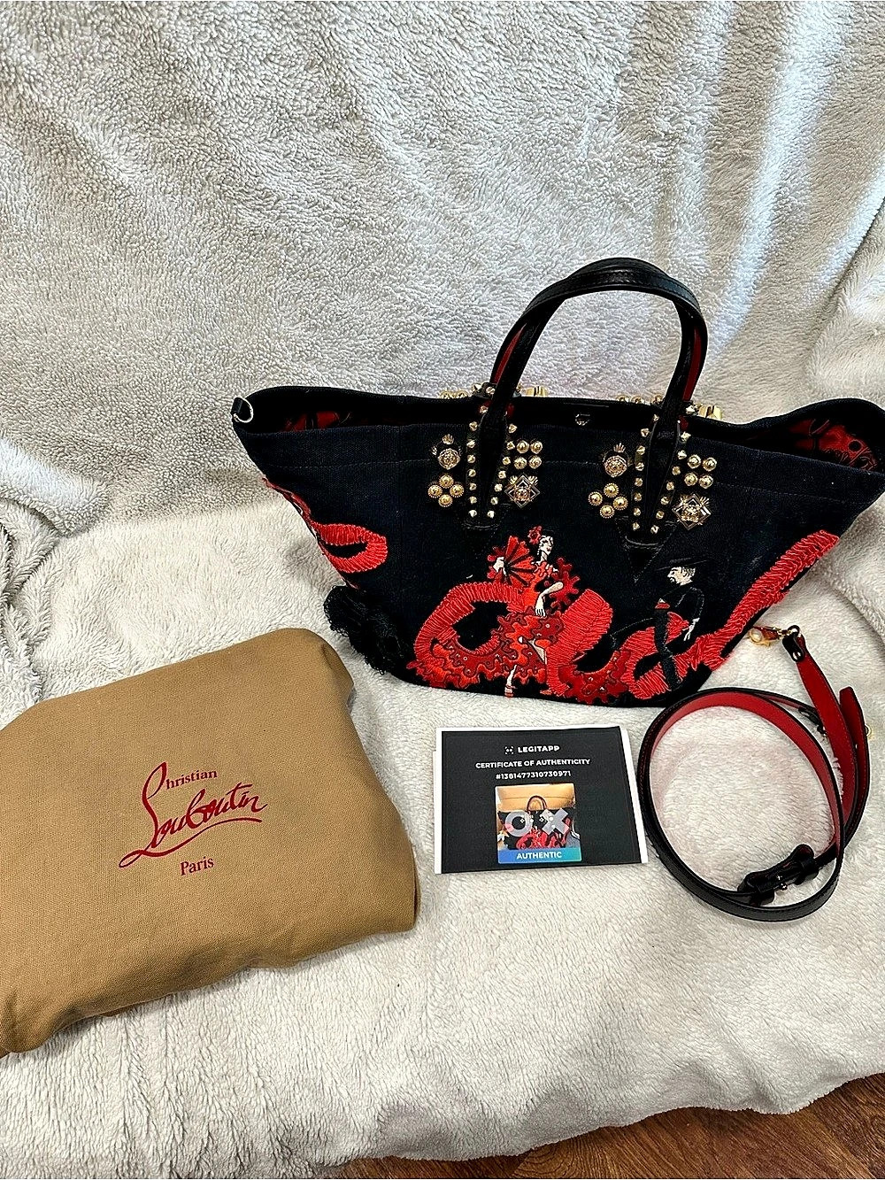 Christian Louboutin Cabata Tote Black & Red